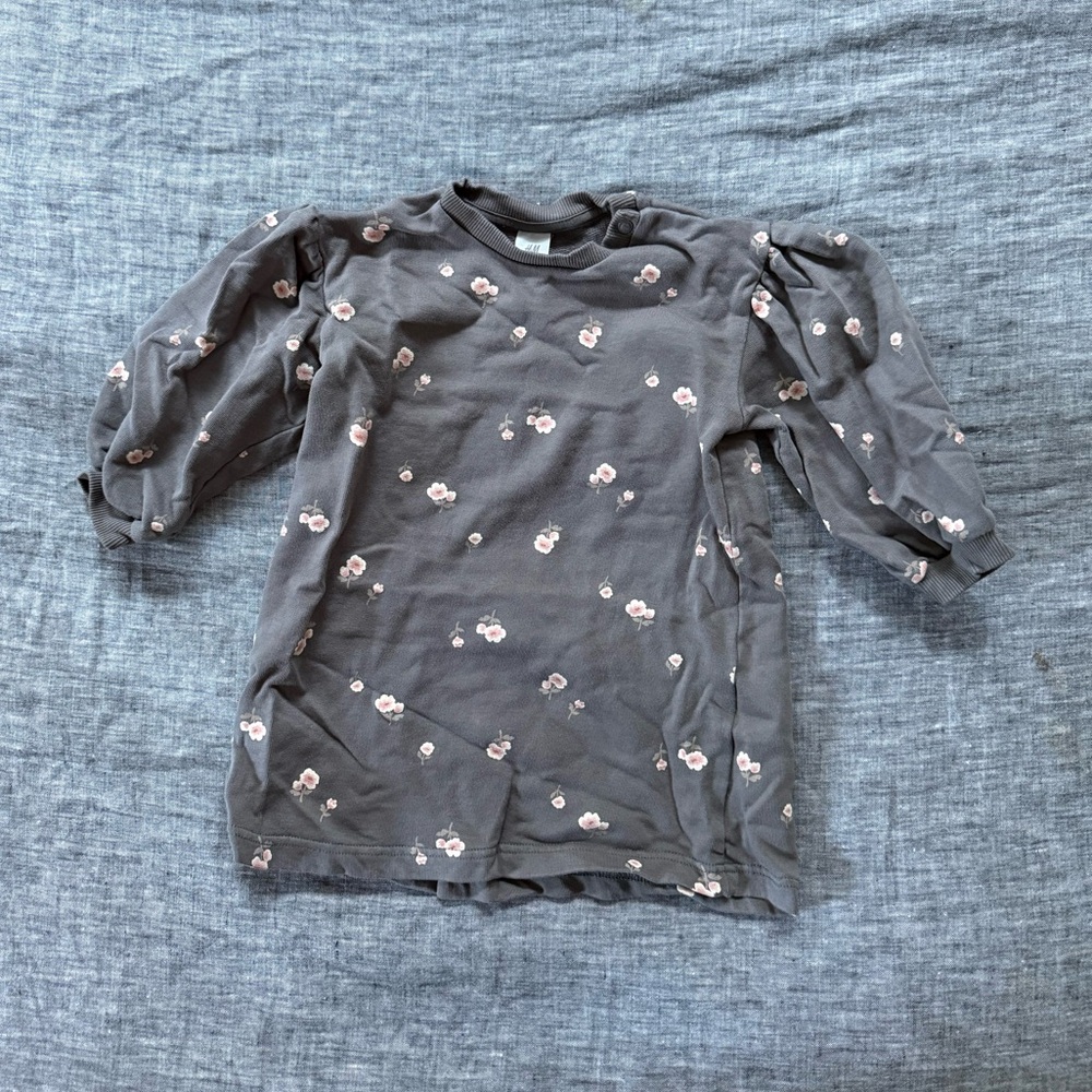 H&M gray floral sweatshirt dress, 2T